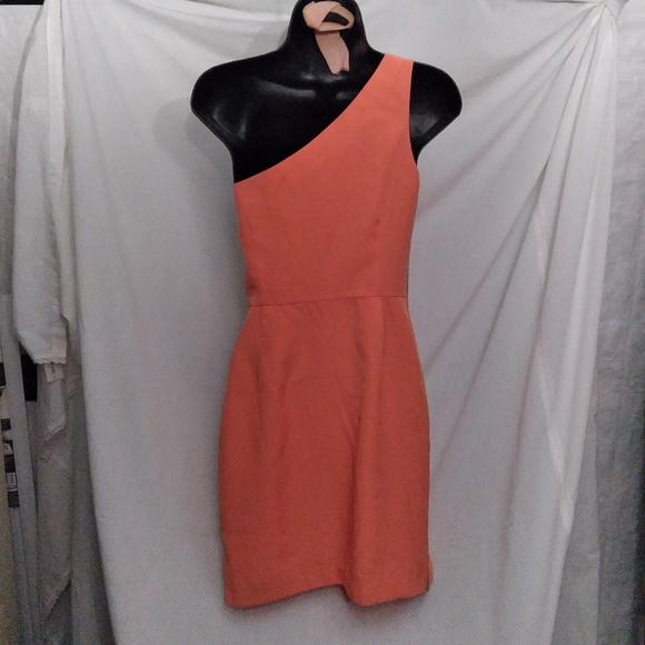 SACHIN + BABI Cantaloupe One-Shoulder Faux Wrap Dress, size 2 - Picture 7 of 11